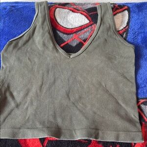 Green Ribbed Tank Top